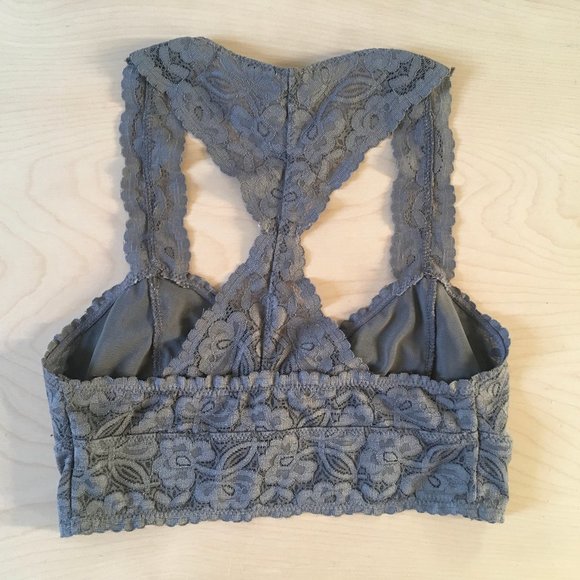 Free People XS gray lace racerback Galloon bralette - Picture 3 of 5